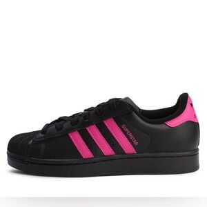 adidas Superstar II Core Black with Pink Strips
